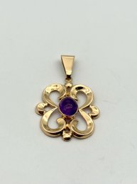 Vintage hängsmycke 18k guld ametist 1960