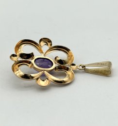 Vintage hängsmycke 18k guld ametist 1960