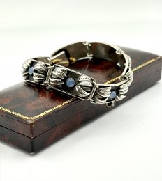 Vintage armband äkta silver ljusblå stenar 1957