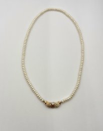 Vintage halsband 18k guld saltvattenspärlor diamanter