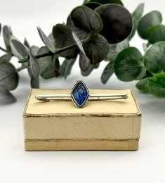 Vintage brosch äkta silver blå sten