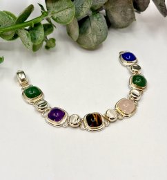 Vintage armband äkta silver flera stenar