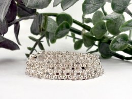 Second hand armband bred X-länk äkta silver