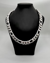 Second hand masivt halsband äkta silver figarolänk 280g