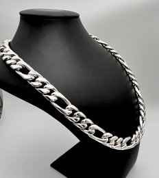 Second hand masivt halsband äkta silver figarolänk 280g