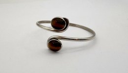 Vintage armring äkta silver tigeröga Anton Michelesen Danmark 1961