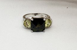 Vintage ring äkta silver gröna stenar