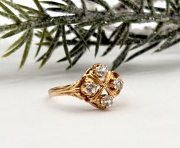 Vintage ring 18k guld cubic zirconia 1949