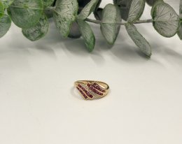 Second hand ring 18k guld diamanter rosa stenar.