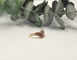 Second hand ring 18k guld diamanter rosa stenar.