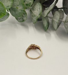 Second hand ring 18k guld diamanter rosa stenar.