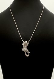 Second hand halsband äkta silver kattdjur