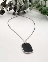 Vintage halsband 18k guld svart sten diamanter