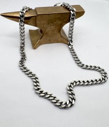 Second hand halsband massiv pansarlänk äkta silver