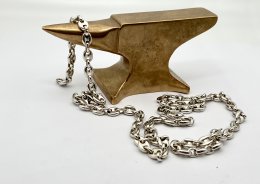 Second hand halsband lång ovanlig ankarlänk äkta silver 72cm