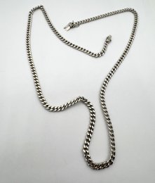 Second hand halsband lång pansarlänk äkta silver 70cm