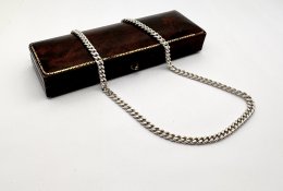 Second hand halsband lång pansarlänk äkta silver 70cm