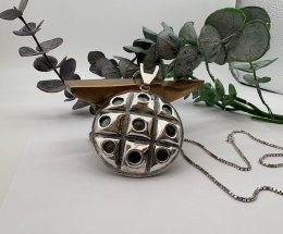 Vintage halsband äkta silver stort hänge