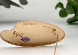 Vintage brosch 18k guld ametist 1954