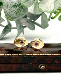 Vintage örhängen 18k guld ametist skruvfästen 1954