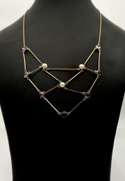 Vintage halsband 18k guld pärlor ametister