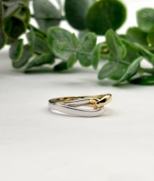 Second hand ring 18k rött och vitt guld strl 17