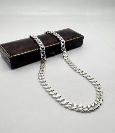 Second hand halsband pansarlänk äkta silver 45cm