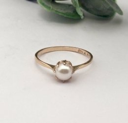 Vintage ring 18k guld odlad pärla Victor Jansson