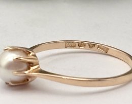 Vintage ring 18k guld odlad pärla Victor Jansson