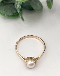 Vintage ring 18k guld odlad pärla Victor Jansson