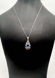 Vintage halsband äkta silver skimrande blå sten