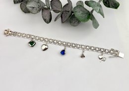 Vintage armband äkta silver X-länk berlocker