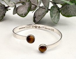 Vintage armring äkta silver tigeröga Saarela