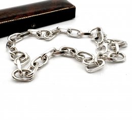 Second hand halsband äkta silver massiv ankarlänk