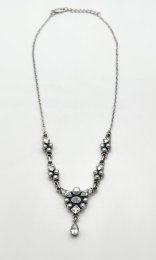Second hand halsband äkta silver pärlor bergkristall