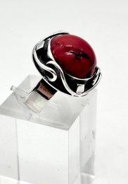Vintage ring äkta silver röd sten