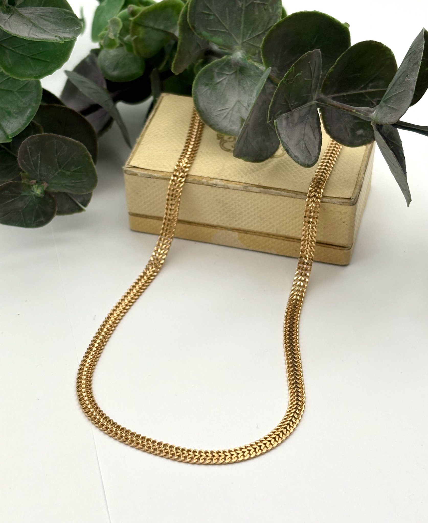 Second hand halsband fiskben 18k guld 16g 45cm