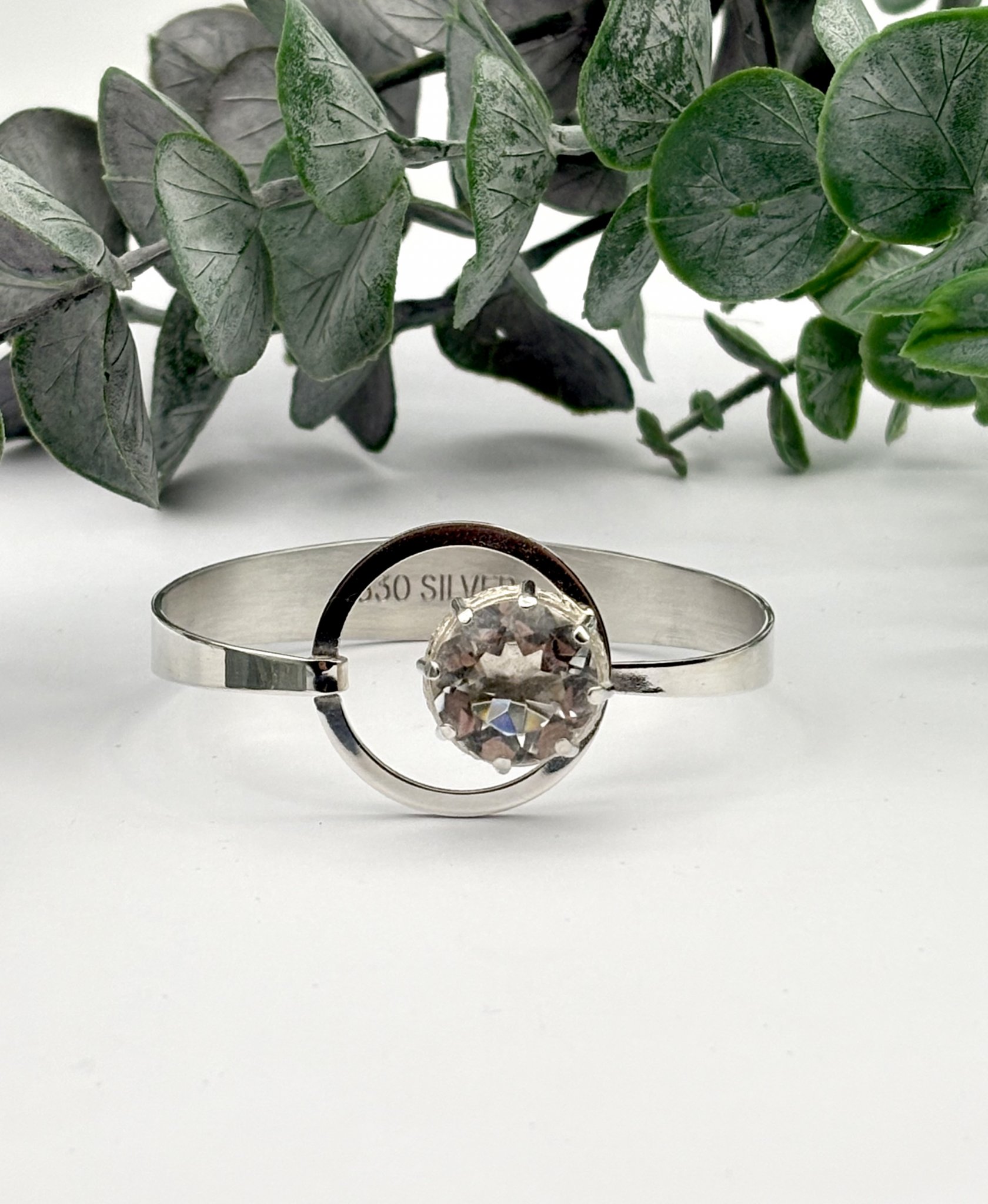 Vintage armband äkta silver bergkristall