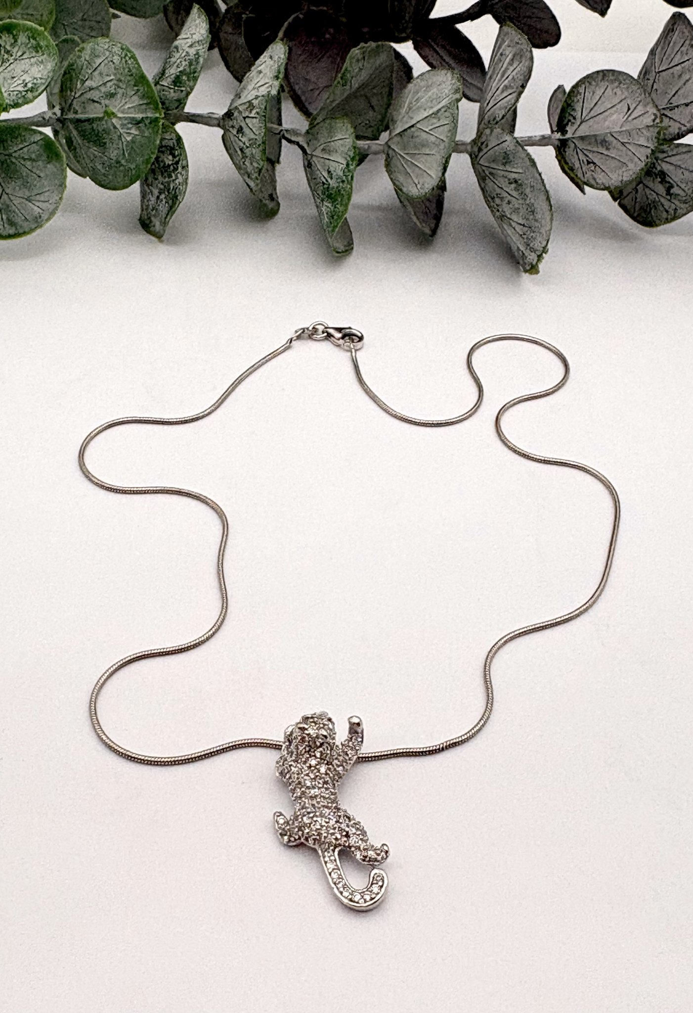 Second hand halsband äkta silver kattdjur