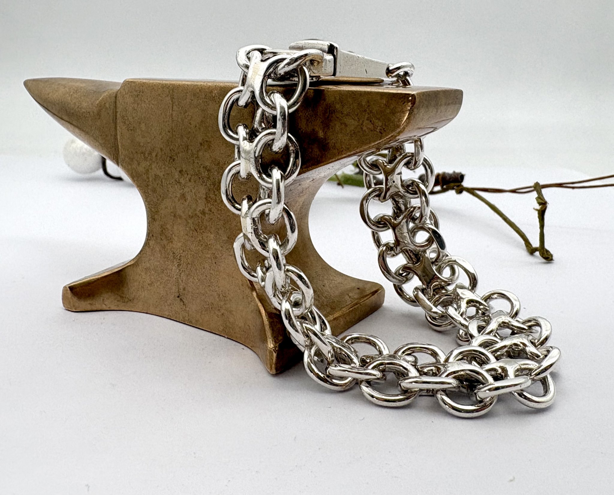 Secind hand armband massiv X-länk äkta silver