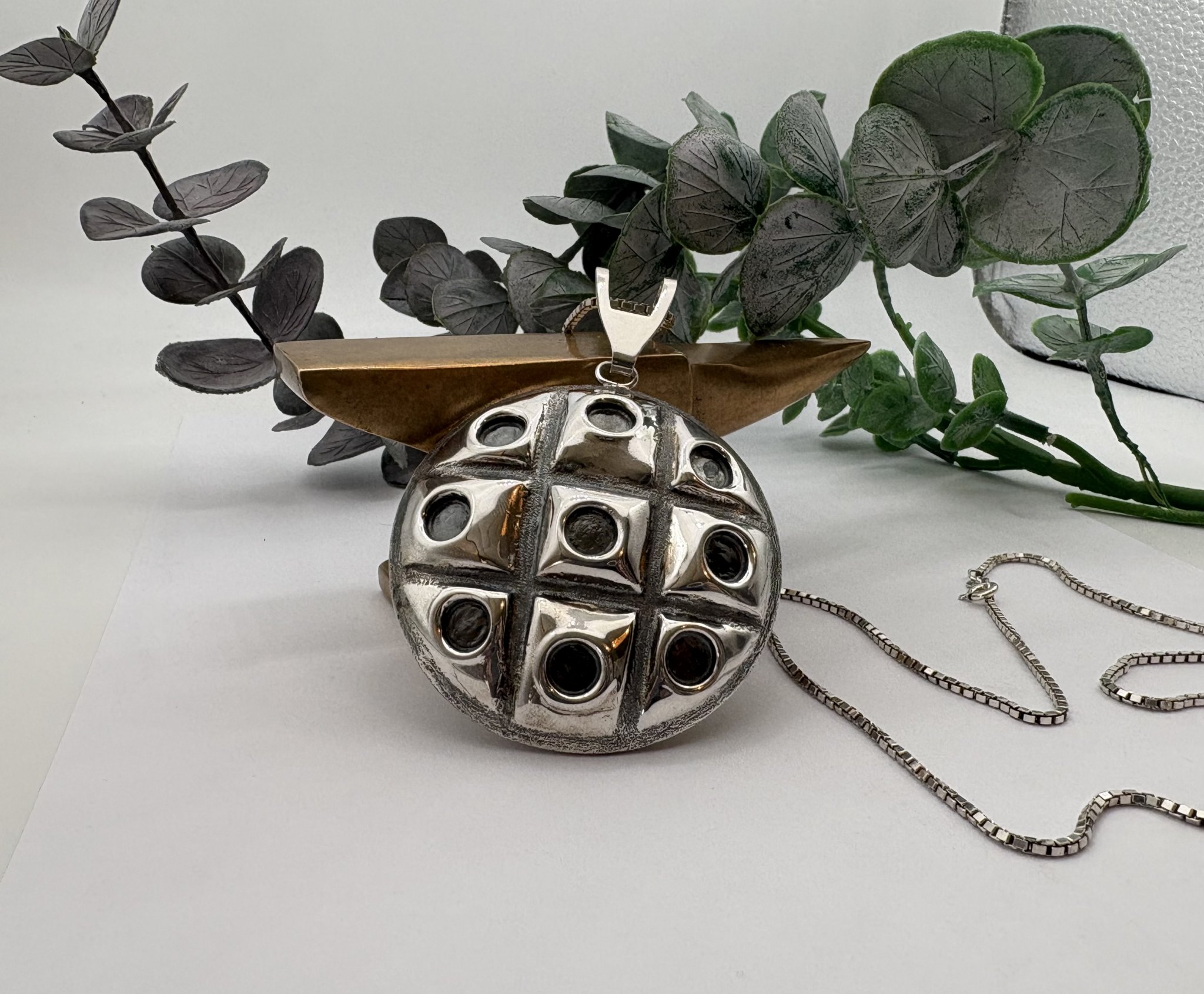 Vintage halsband äkta silver stort hänge