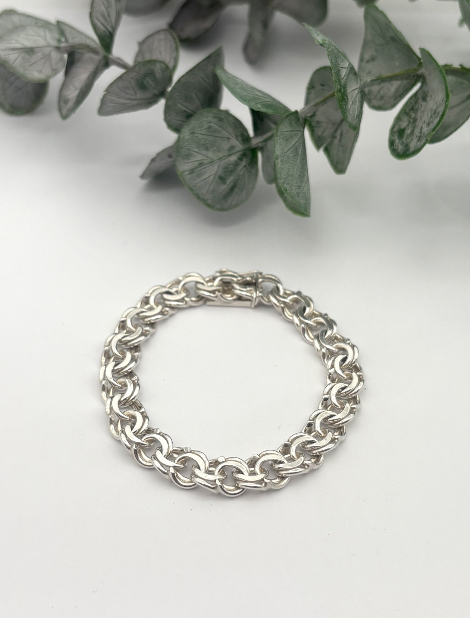 Second hand armband äkta silver Bismarck 19,5cm